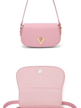 Valentino Orlandi Pink Leather V-Logo Crossbody Bag